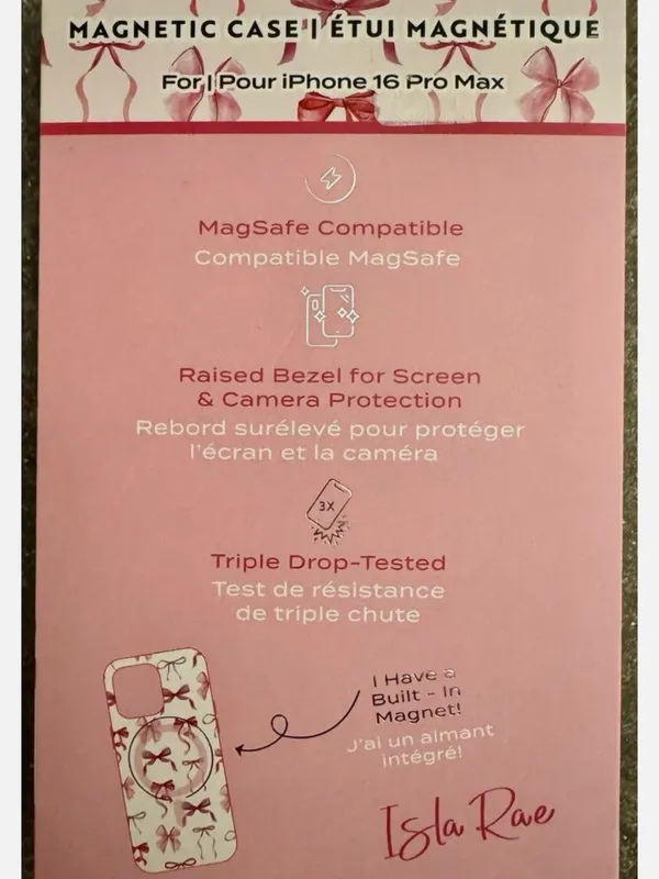 Pink nwt Bow Magnetic Case for iPhone 16 Pro Max bows ribbons - Image 2