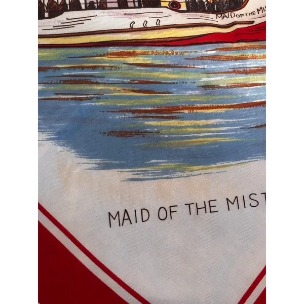 Vintage Niagara Falls Canada Scenic Acetate Souvenir Scarf Red Retro‎ Travel - Image 8