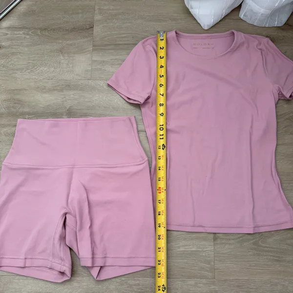 Aritzia Golden Tart Pink Butter Tee And Shorts Set - Image 4