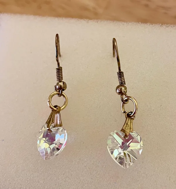 Dangly Heart Crystal Earrings - Image 2