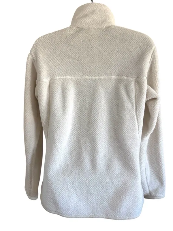 Patagonia Women’s Fleece Jacket White Size M Quarter Button Up - Image 7