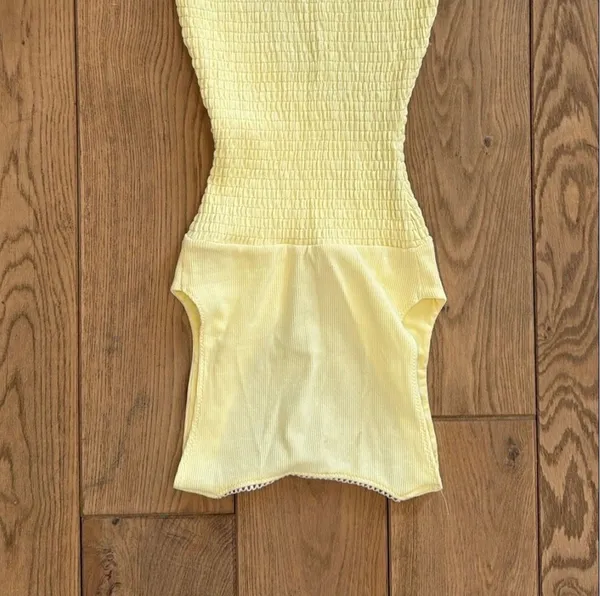 White Fox Summer Bliss Mini Dress Lemon - Image 3