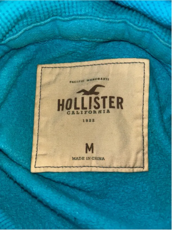 Y2K Women's Hollister Hoodie Sweatshirt Size M Blue Red Logo - Image 4