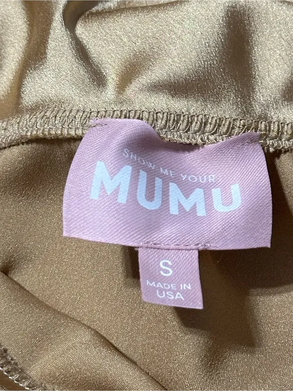 Show Me Your MuMu Women’s Size S Gold Verona Satin Cowl Midi Slip Dress - Image 6