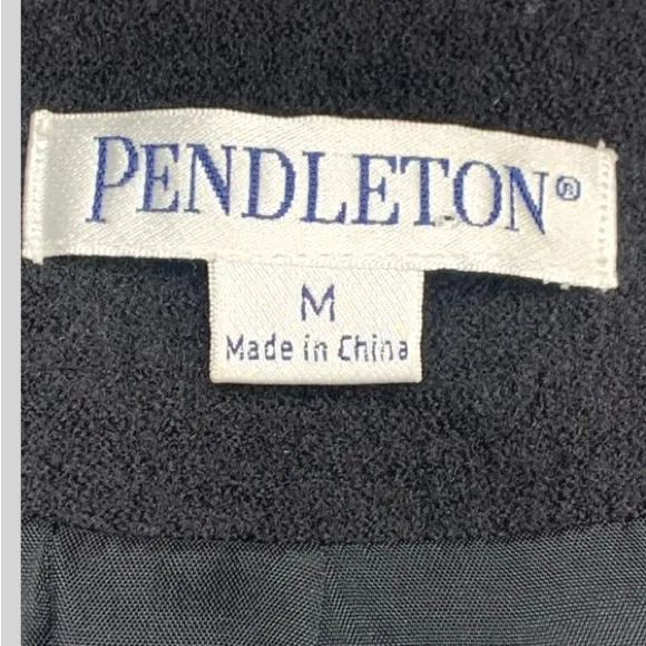 Pendleton Black Wool Jacket Women’s Button Front Ruffle Collar Classic Size Med - Image 14
