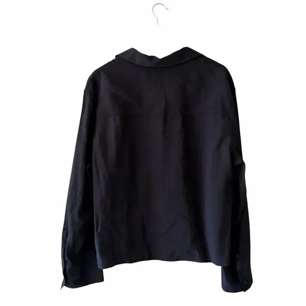 Zara Button Down Boxy Plain Black Long Sleeves Button Down Blouse SZ L #2574 - Image 6
