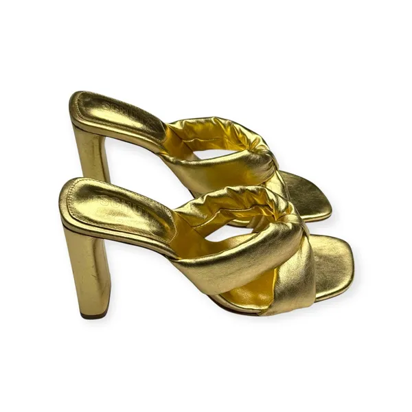 new Schutz 𒀭 Fairy High Heeled Sandal 𒀭Metallic Gold Shimmer Leather 𒀭 7.5M 𒀭 - Image 3