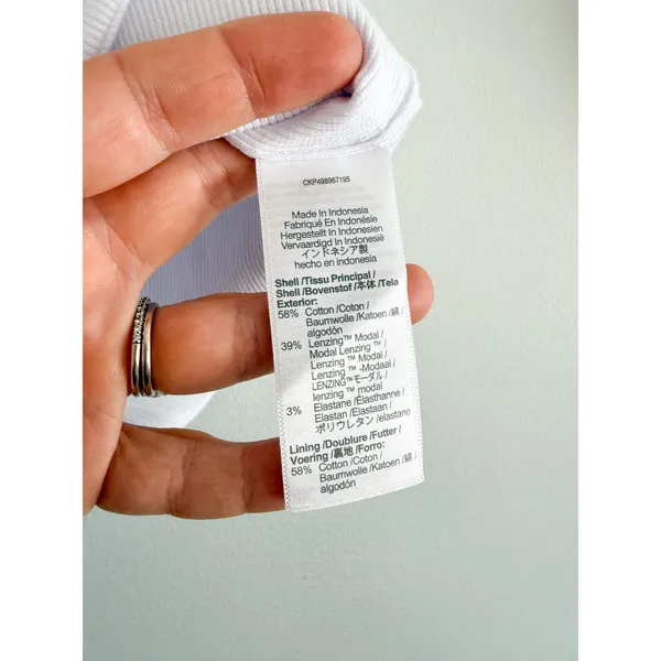 Madewell | NWT Squareneck Tank Top White Ribbed Stretch‎ Cotton Modal | Sz L - Image 5