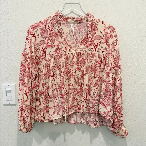 ANTHROPOLOGIE Paisley‎ Boho Top Small Petite Shirred - Image 4