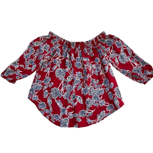Revolve Splendid Off Shoulder Red/Blue Floral Top‎ - XS - Image 7