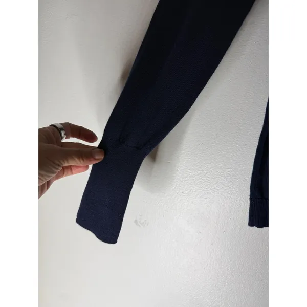 J crew Navy Blue Merino Wool crew neck sweater lightweight slim fit Small - Image 3