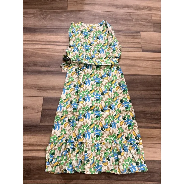 NWT Retro‎ Fruit Print Midi Dress Ruffle Flutter Sleeve Tie Waist M TulipB - Image 6