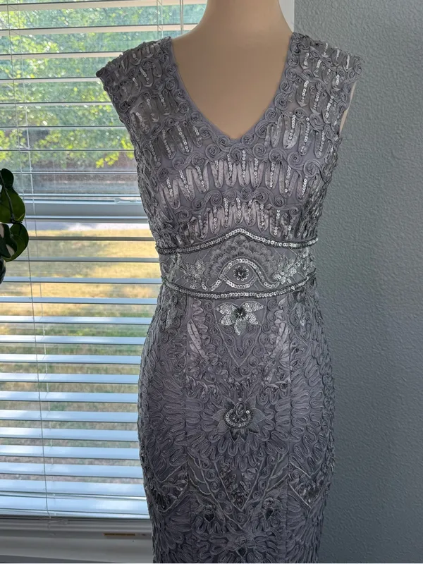 Sue Wong Cocktail Dress Size 4 Sequins Soutache - Image 2