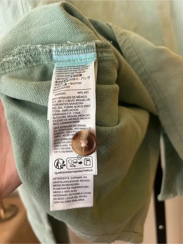 Levi's Tyla Shirt Button Down Collar Blue Surf Green Cotton Lyocell Size Small‎ - Image 7