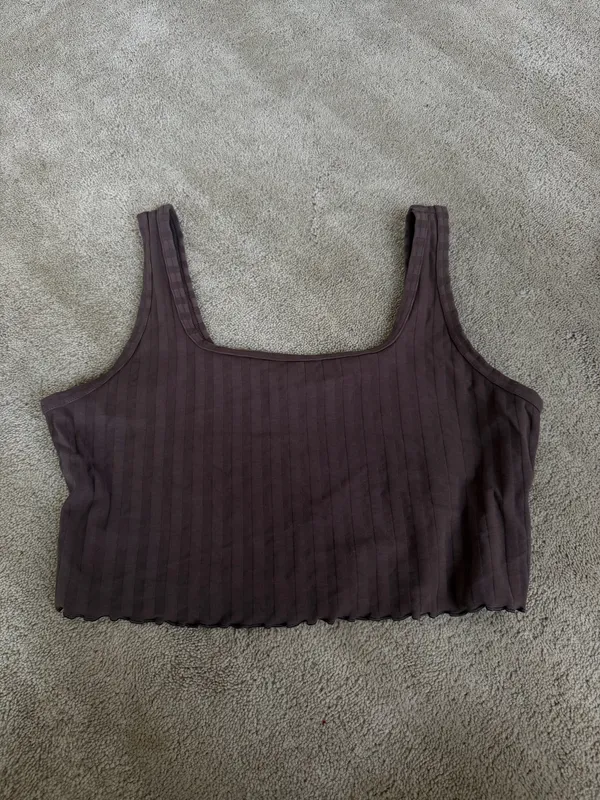 Aerie Offline Brown Ribbed Crop Tank Size XL - Image 2
