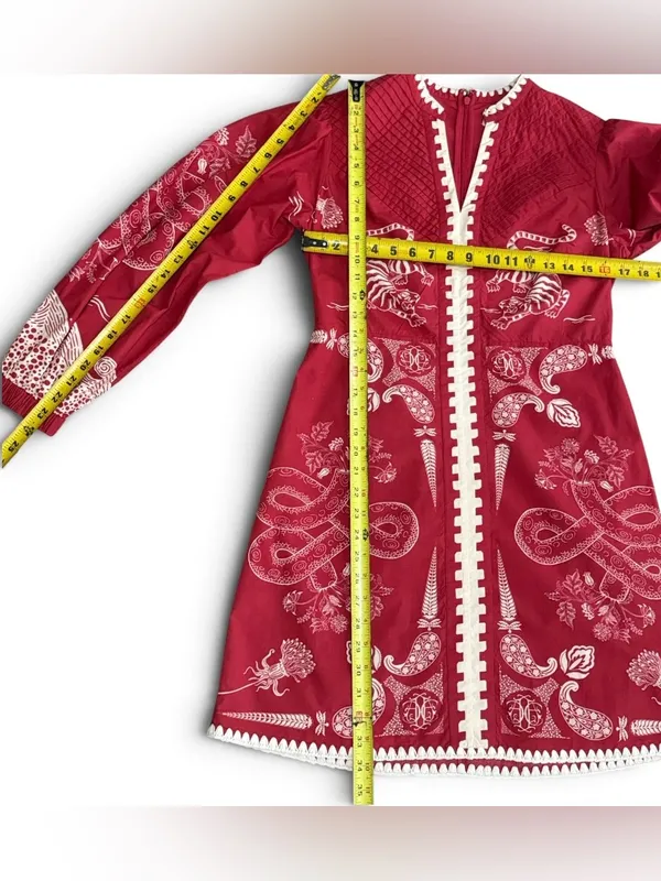 ANNA CATE Jenny Scarlet Embroidered Tiger Long Sleeve Dress 100% Cotton Size S - Image 15