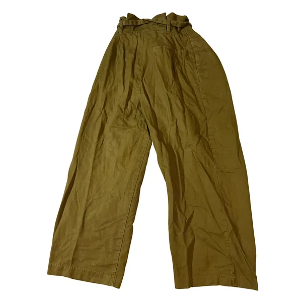 Zara Basic Women Paperbag Ankle Pants Size Small Wide Leg‎ Dark KHAKI Brown Y2K - Image 3