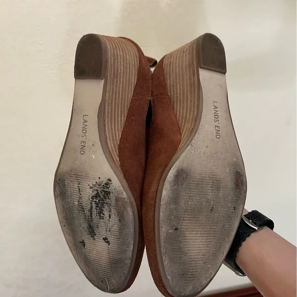 Land’s End brown suede wedge heeled bootie 9 - Image 6