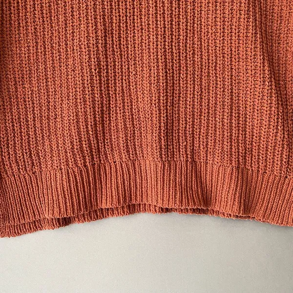 Aerie Relaxed‎ Shabby Slouchy Moody Earth Colors Chunky Knit Sweater XS Orange - Image 5