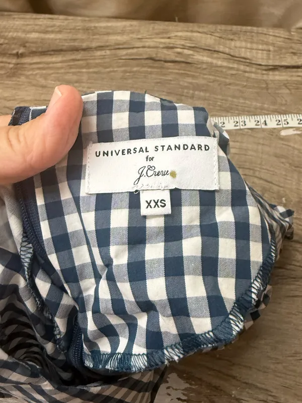 J.Crew Universal Standard Poplin‎ Gingham Dress size xxs - Image 4