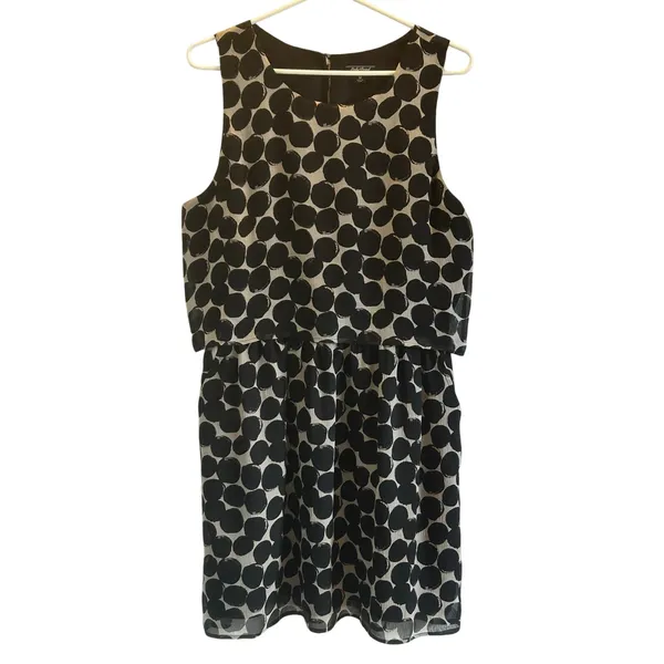 Lucky Brand Poka dot sleeveless silk dress elastic waist pockets Medium - Image 2