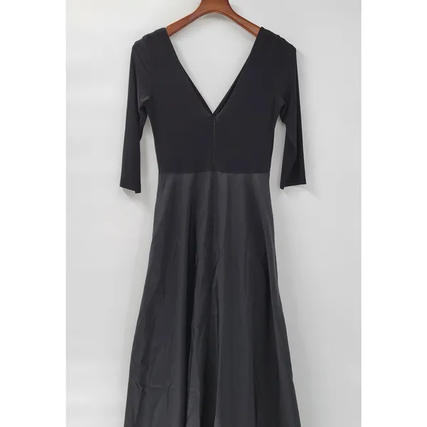 Alfred Sung Maxi Dress Womens 8 Black Ballet Top Taffeta Skirt V-Neck 3/4 Sleeve - Image 16