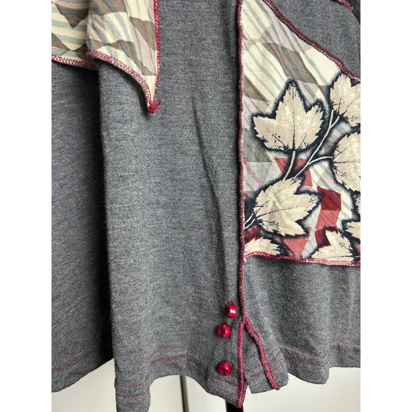 Orientique Patchwork Tunic Top Size L Euro Summer Edit Floral Rayon Boho Chic - Image 3