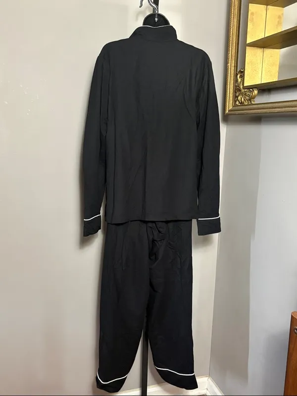 Mary Crafts XL Black Pajama Set with White Piping - Image 2