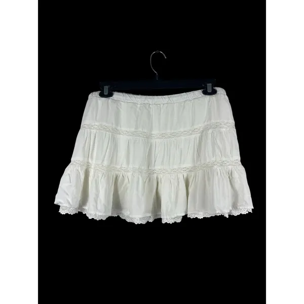 Aeropostale White Lace Tiered Mini Skort XL Boho Prairie Cottagecore Pull On NWT - Image 3
