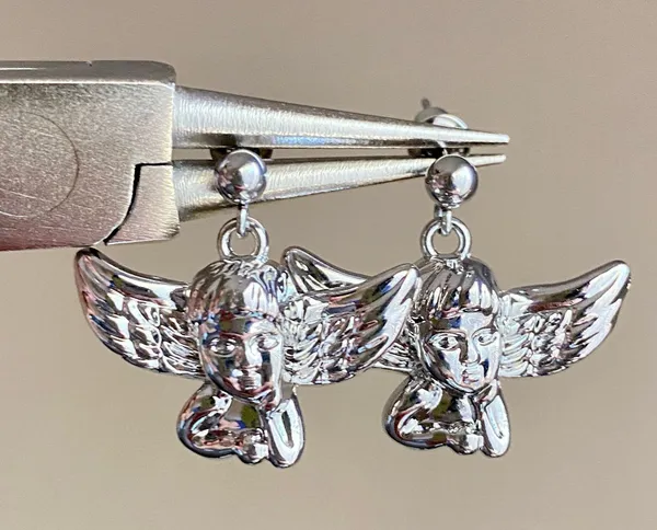Handmade Kawaii y2k romance style angel/cherub dangle earring🌙👼 - Image 2