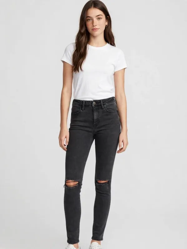 American Eagle Black Ripped Jegging 0L Super Stretch X  - Image 7