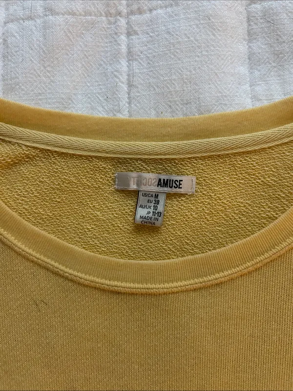 Amuse Society Yellow Cropped Drawstring Sweatshirt - Image 3