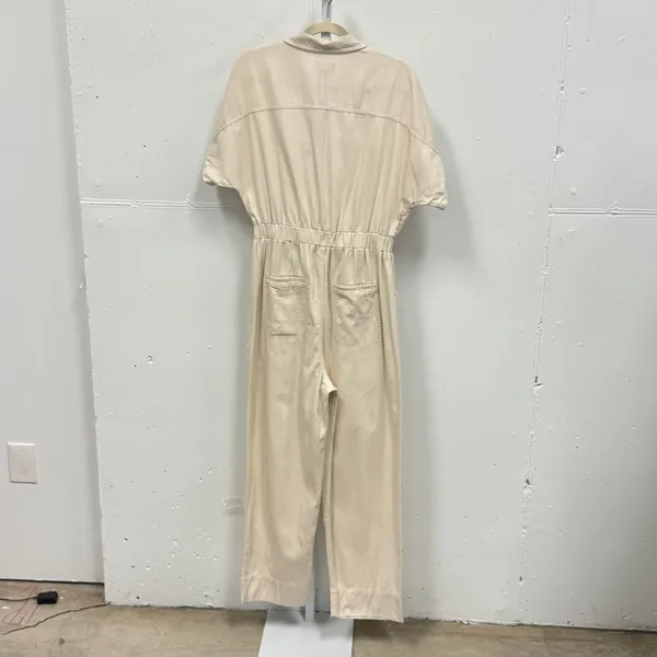 Universal Thread Cotton Utility Carpenter Jumpsuit 8 Short Sleeve Belted Cream - Image 3