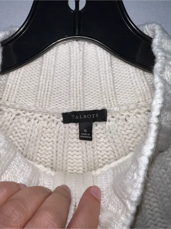 Talbots Women’s XL Cream Zip-Front chunky Cable Knit Sweater - Image 3