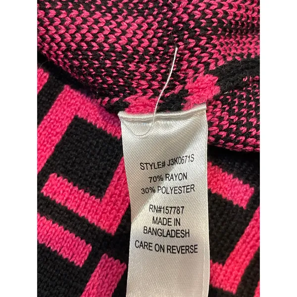 Jolie & Joy Dress Size S Pink Black Geometric V Neck Sweater NWT - Image 7
