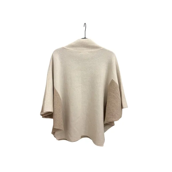 Benedetta B. Cream Tan Wool Cashmere Blend Poncho Sweater One Size - Image 2