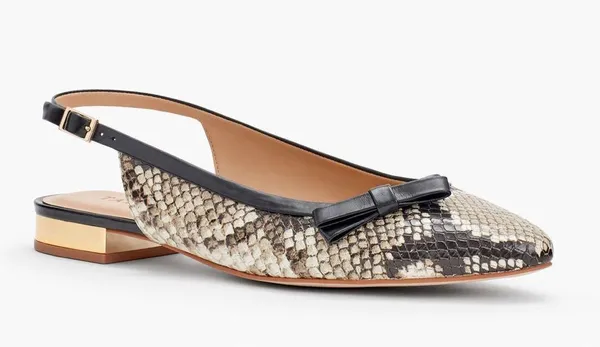 NIB TALBOTS EDISON BOW EMBOSSED SLINGBACK FLATS 100% Leather - Image 3