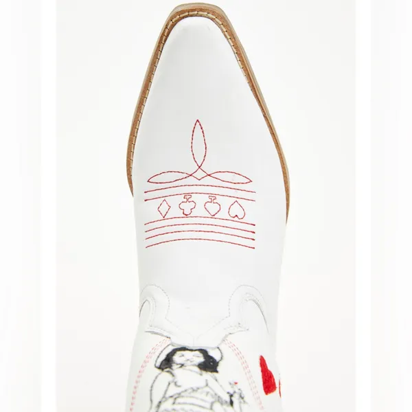 Dingo Queen Of Hearts‎ White and Red Western Heeled Boots - Image 6