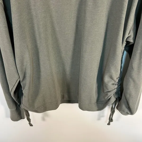 Aerie Womens Oversized Ruched Side Tie Hoodie Olive‎ Green French Terry XL - Image 9