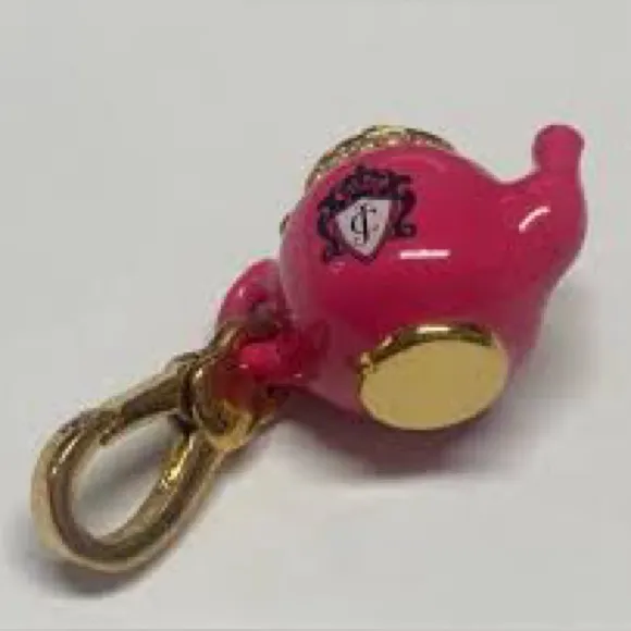 RARE LIMITED EDITION Juicy Couture Pink/Gold Tea Kettle- Bag or Necklace Charm - Image 6