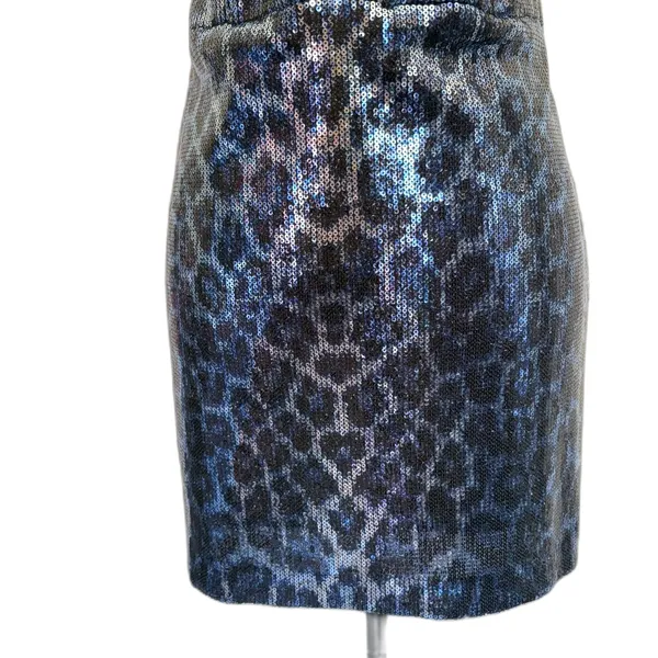 NWT Zara Blogger Favorite‎ Short Sequin Dress Blue Leopard Festive Size Medium - Image 6