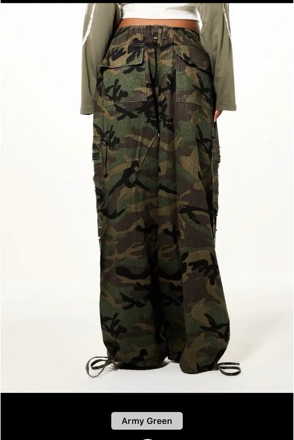 Camo cargo pearl oversized pants Green - Image 2