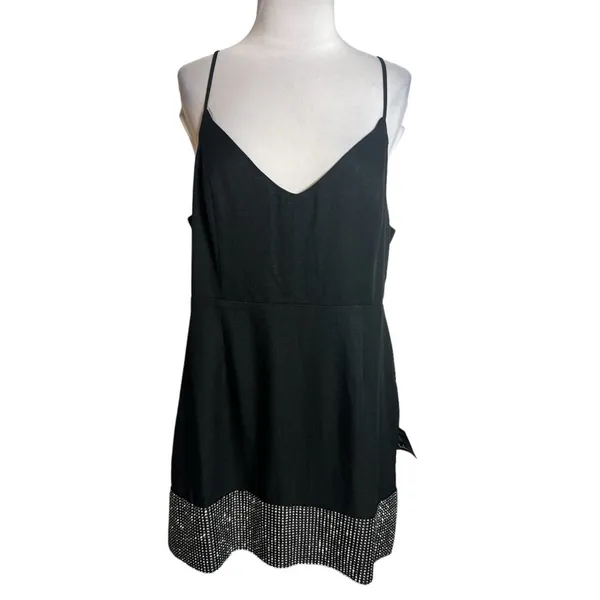 NWT Lulu’s Disco Baby Black Sleeveless Rhinestone Mini Dress‎ Sz XL - Image 9