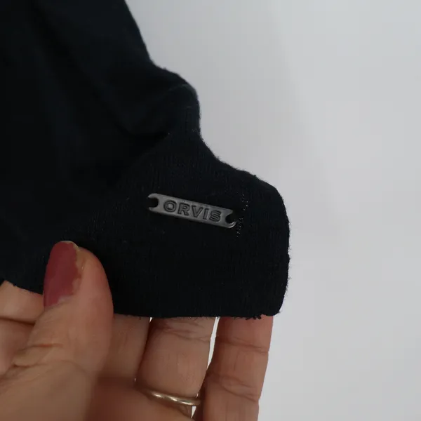 Orvis Top Womens XL Classic Collection Black Side Slit V-Neck Excellent - Image 2