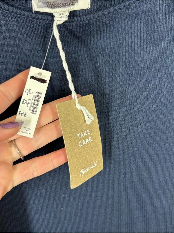 Madewell Flared-Sleeve Boatneck Sweater in Merino Wool-Silk Blend dark navy xl‎ - Image 3
