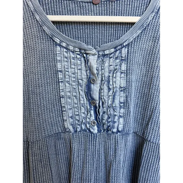 Free People FP One Dress Jolene Thermal Mini Dress Waffle Blue Size ‎ XS - Image 7