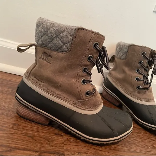 Sorel Slimpack ll Lace Boot Sz 7.5 Leather Winter Duck Boot Lace Up - Image 14