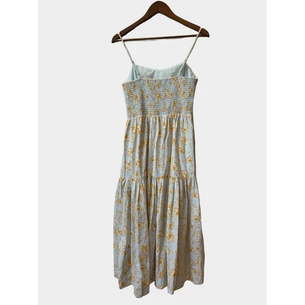 Christian Lacroix‎ Blue Floral Linen Blend Tiered Maxi Dress Small Cottagecore - Image 6