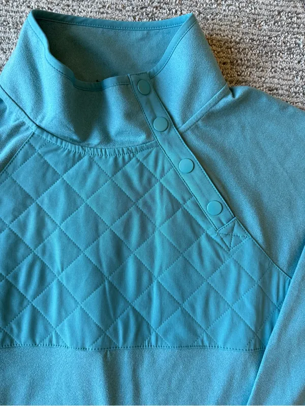 Swannies‎ Golf Women's Teal Quilted Panel Pullover Sweater Comfort Size Small - Image 3