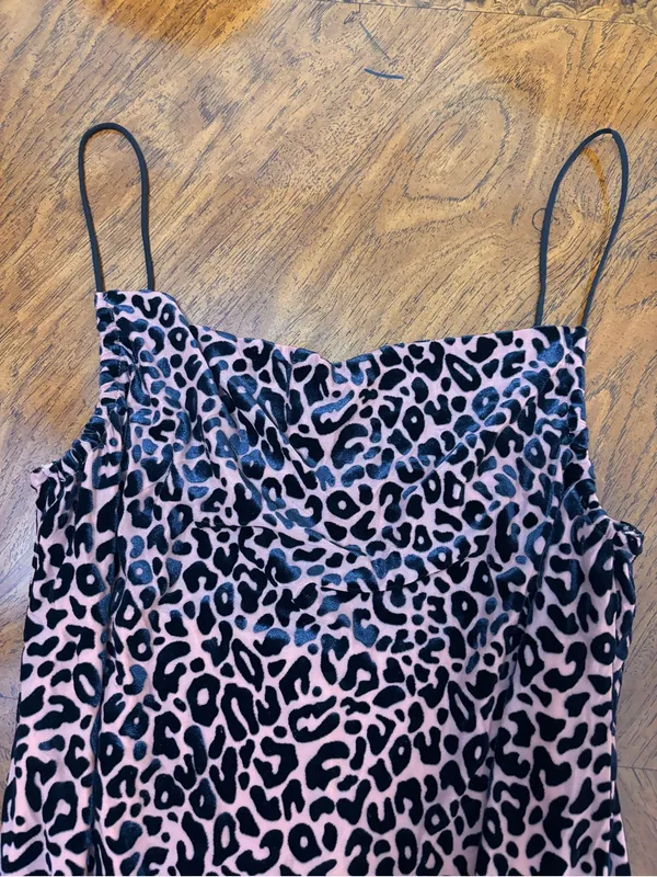 Altar’d State Leopard Cowl neck velvet mini dress size medium - Image 2